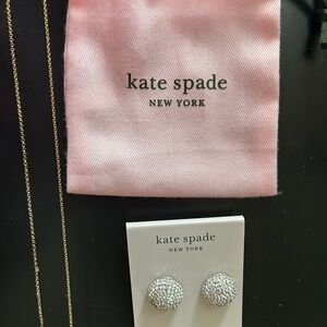 Kate Spade Sparkling Silver Stud Earrings and Necklace